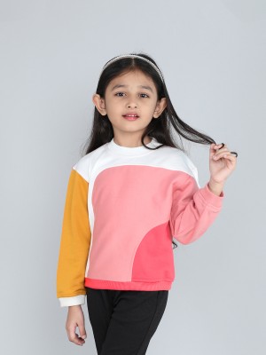 taffykids Full Sleeve Color Block Girls Sweatshirt