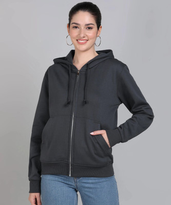 Alan Jones Full Sleeve Solid Women Sweatshirt