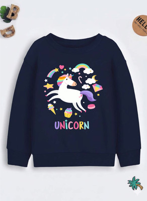 JONIMONI Full Sleeve Self Design Girls Reversible Sweatshirt