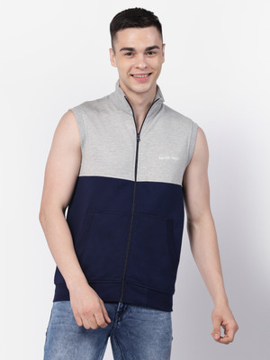 KALT Sleeveless Color Block Men Sweatshirt
