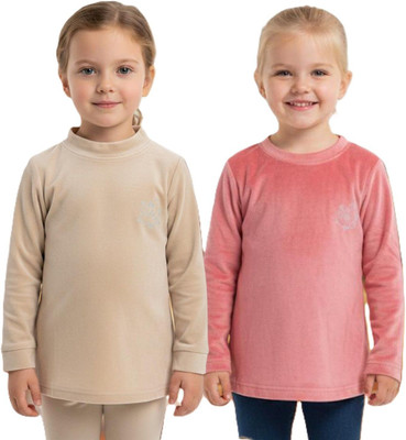 SAALVIA Full Sleeve Solid Baby Girls Sweatshirt