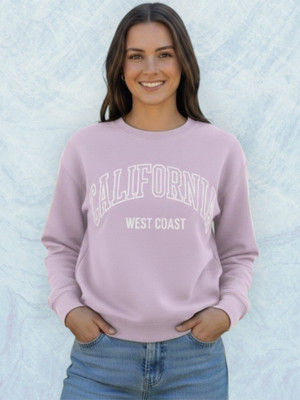 Elite Printed Round Neck Casual Women Purple Sweater