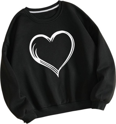 NEMOENTERPRISE Printed Round Neck Casual Women Black Sweater