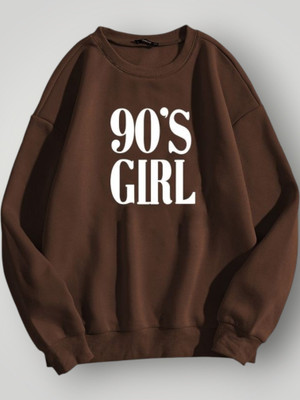 NEMOENTERPRISE Printed Round Neck Casual Women Brown Sweater