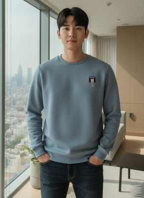 nikline Full Sleeve Solid Men Sweatshirt