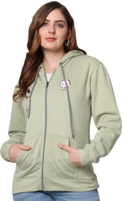 Kailash Printed Hooded Neck Casual Women Light Green Sweater