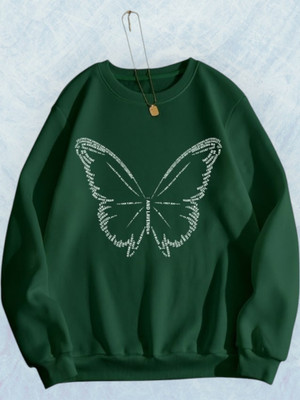 NEMOENTERPRISE Printed Round Neck Casual Women Green Sweater