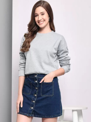 KIDSWING Full Sleeve Solid Women Sweatshirt