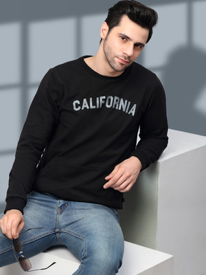 METRONAUT Metronaut Men Black Printed Round Neck Fleece Sweatshirt Full Sleeve Color Block Men Sweatshirt