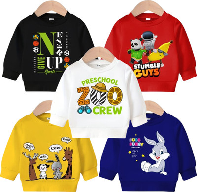 HEYDALS Baby Boys & Baby Girls Typography, Graphic Print Cotton Blend Regular T Shirt(Multicolor, Pack of 5)