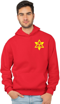 Joy nd Happinness Printed Hooded Neck Casual Men Red Sweater
