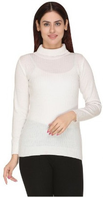 top ten Woven High Neck Casual Women White Sweater