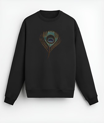 GLITO Printed, Self Design Round Neck Casual Men Reversible Black Sweater