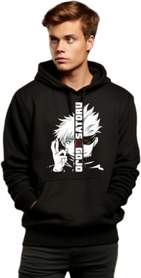 Joy nd Happinness Printed Hooded Neck Casual Men Black Sweater