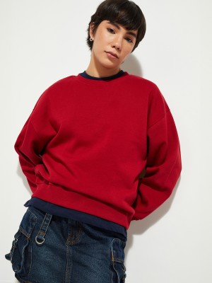 MAX Full Sleeve Solid Women Sweatshirt