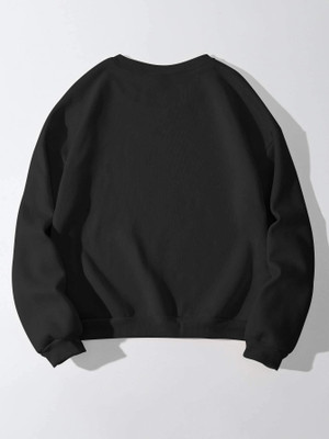 ZEAND Graphic Print Round Neck Casual Boys & Girls Black Sweater