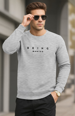 BEING WANTED Full Sleeve Self Design Men Sweatshirt