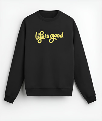 GLITO Printed, Self Design Round Neck Casual Men Reversible Black Sweater