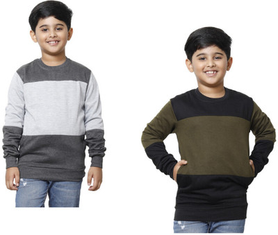 Indistar Full Sleeve Color Block Boys Sweatshirt
