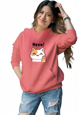 HouseOfCommon Self Design Round Neck Casual Women Orange Sweater