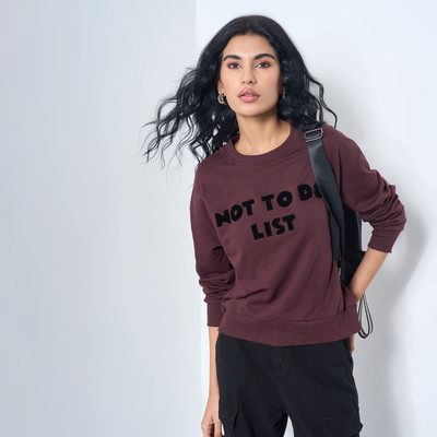 PEOPLE Full Sleeve Solid Women Sweatshirt