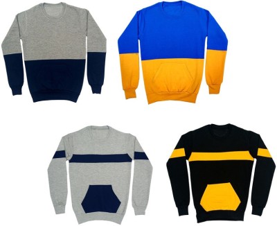 IndiWeaves Full Sleeve Color Block Boys Sweatshirt