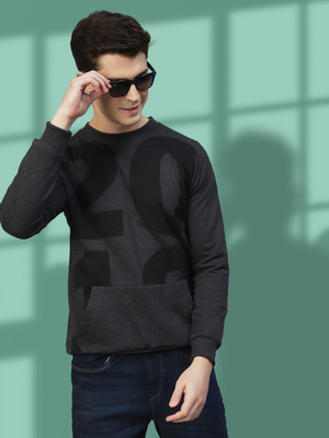 METRONAUT Metronaut Men Charcoal Printed Round Neck Fleece Sweatshirt Full Sleeve Color Block Men Sweatshirt