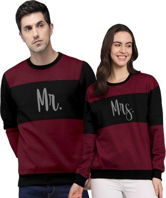 AV Fashion Full Sleeve Color Block Couple Sweatshirt