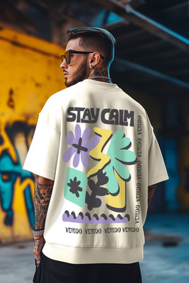 Veirdo Half Sleeve Graphic Print Men Sweatshirt