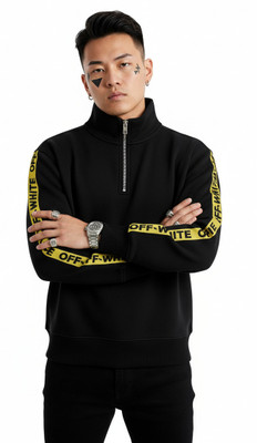 NEET Full Sleeve Striped, Solid Men Sweatshirt