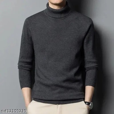 COTFYNE Solid Turtle Neck Casual Men Black Sweater