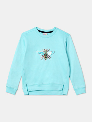 ZION Full Sleeve Embellished Girls Sweatshirt