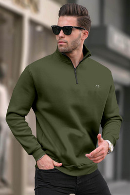 Trend Twist Full Sleeve Solid Men Sweatshirt