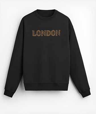 GLITO Printed, Self Design Round Neck Casual Men Reversible Black Sweater