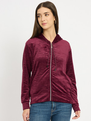 Camey Full Sleeve Self Design Women Sweatshirt