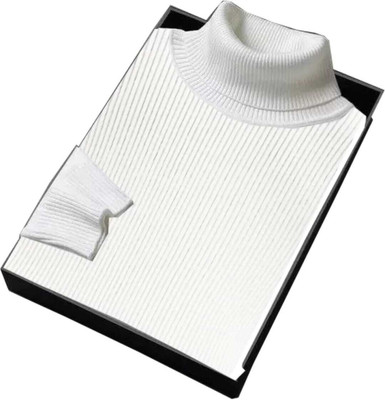 Kalinka dev production Solid High Neck Casual Men White Sweater
