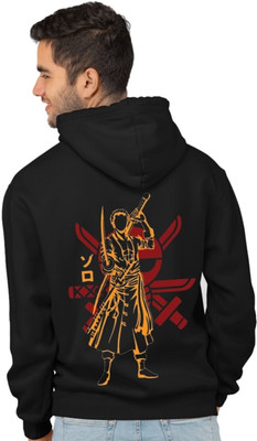 Joy nd Happinness Printed Hooded Neck Casual Men Black Sweater