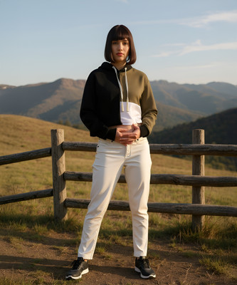 Pina Colada Full Sleeve Color Block Women Sweatshirt