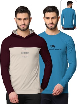 Bullmer Full Sleeve Printed, Color Block Men Sweatshirt