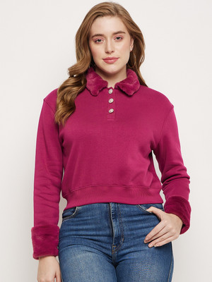 MADAME Full Sleeve Solid Women Sweatshirt