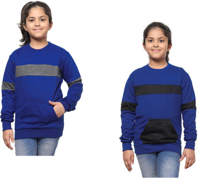 Indistar Full Sleeve Color Block Girls Sweatshirt