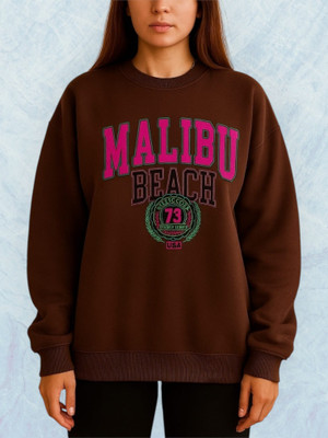 Elite Printed Round Neck Casual Women Brown Sweater