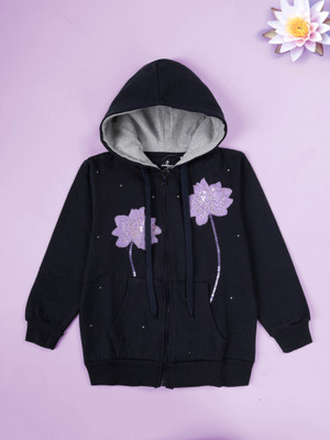KiddoPanti Full Sleeve Embroidered, Embellished Girls Sweatshirt