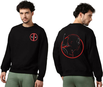 Joy nd Happinness Printed Round Neck Casual Men Black Sweater