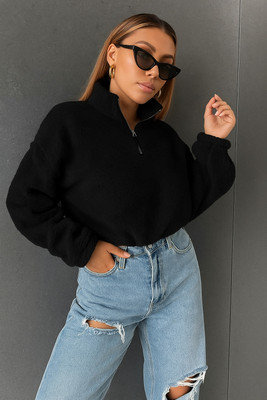 Timyka Full Sleeve Self Design Women Sweatshirt