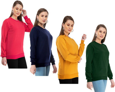 Indeweaves Full Sleeve Self Design Women Sweatshirt