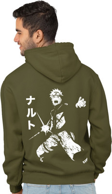 Joy nd Happinness Printed Hooded Neck Casual Men Dark Green Sweater