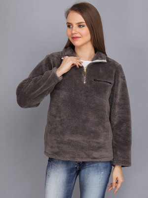 CORSICA Full Sleeve Solid Women Sweatshirt