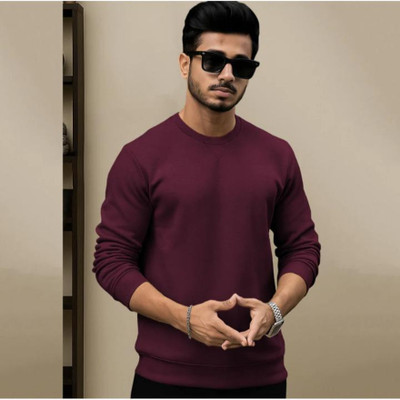 BOOM BAAM Full Sleeve Solid Men Sweatshirt