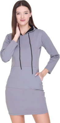 RF Raves Women Gown Grey Knee Length Dress